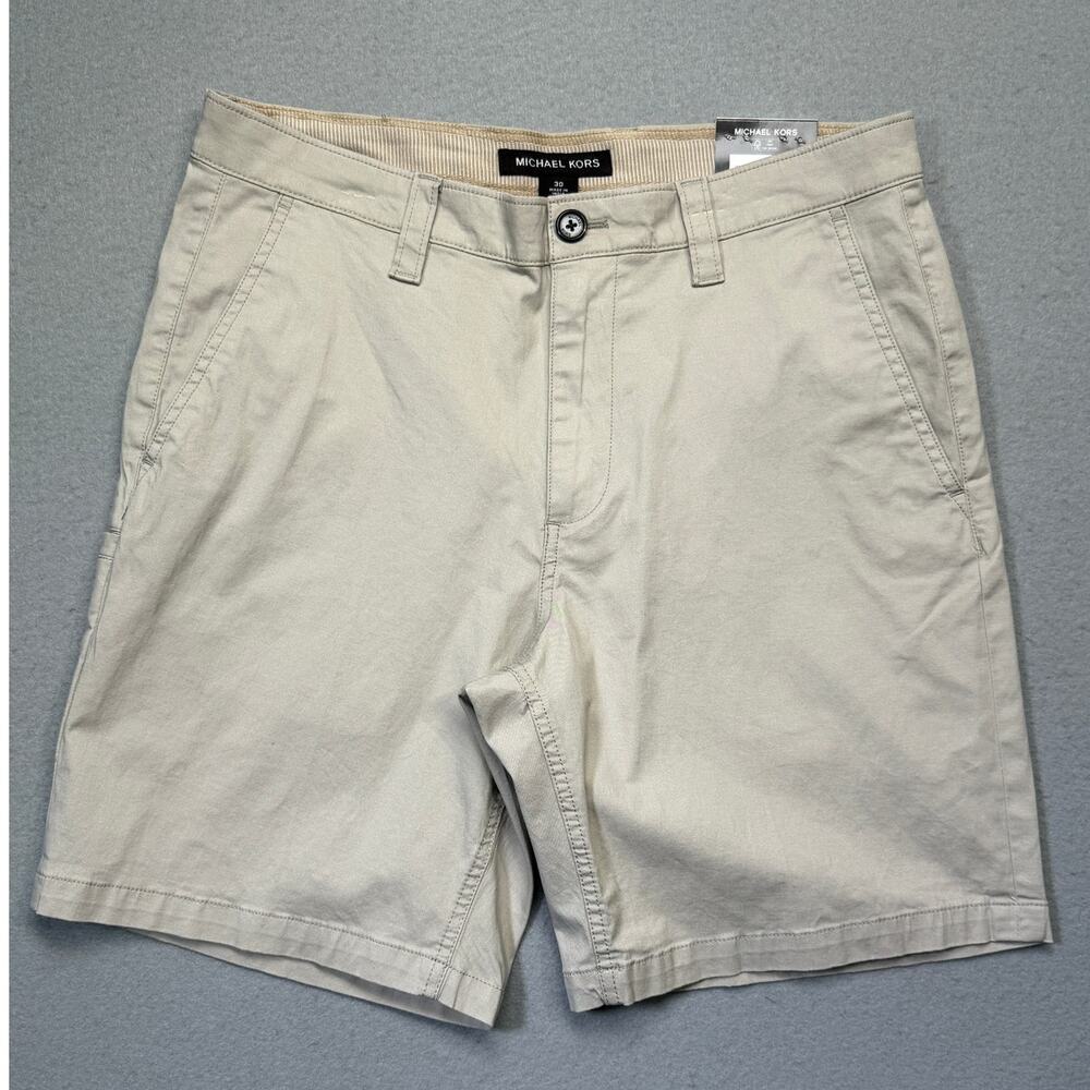 Michael Kors Men's Signature Stretch-Cotton Shorts - Dune 30 $90